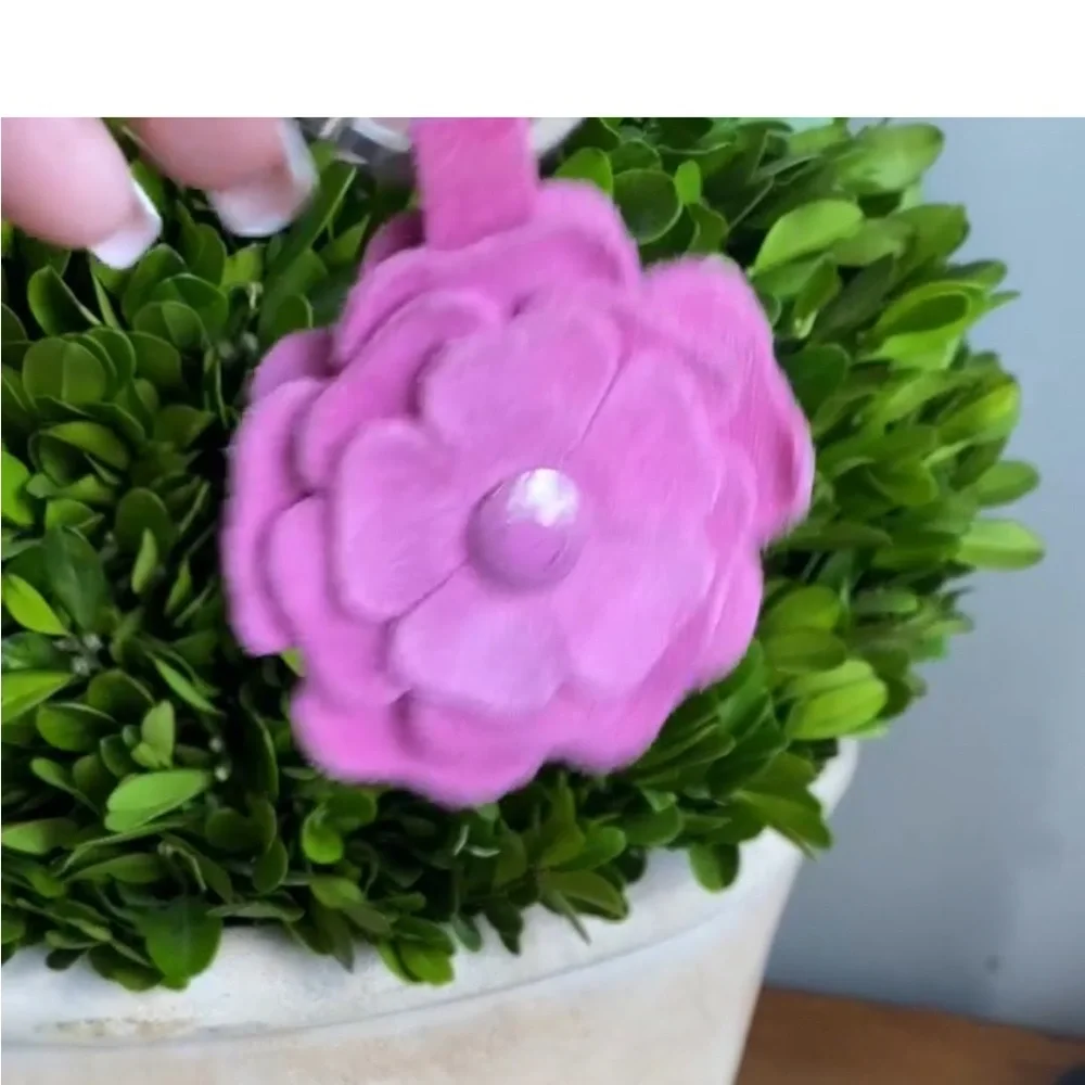Coach Rare Vintage Pink Layered Suede Flower Charm Hangtag